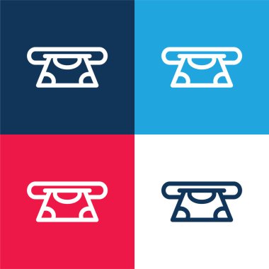 Atm Kart mavi ve kırmızı dört renk minimal simgesi