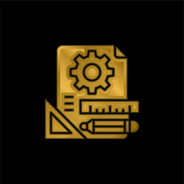 Mimari altın kaplama metalik simge veya logo vektörü