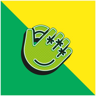 Beyzbol Eldiveni Yeşil ve Sarı 3D vektör simgesi