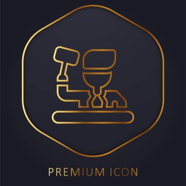 Açık arttırma altın çizgi prim logosu veya simgesi