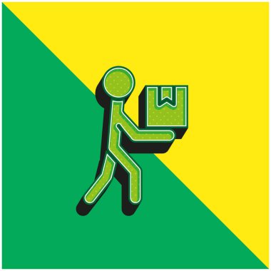 Kutu Yeşil ve Sarı Modern 3D vektör simgesi logosu