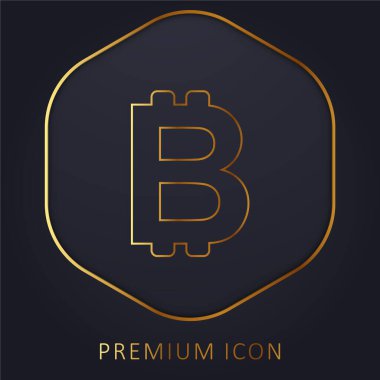 Bitcoin Sembol Altın çizgi prim logosu veya simgesi