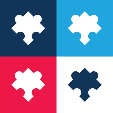 Siyah Bulmaca Parçası Döndürülmüş Şekil Mavi ve Kırmızı En az dört renk simgesi