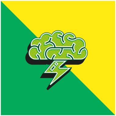 Beyin Fırtınası Yeşil ve Sarı Modern 3D vektör simgesi logosu