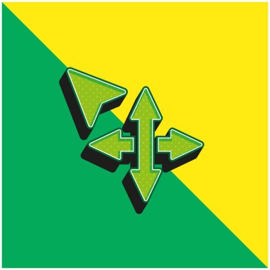 Ok Taşı Araç Yeşil ve Sarı 3D vektör simgesi logosu