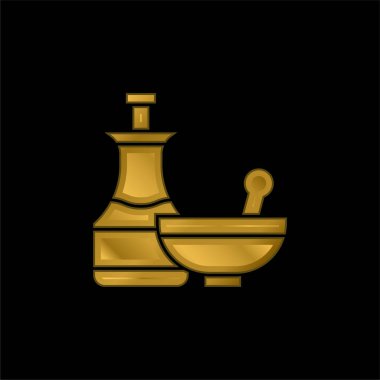 Apothecary altın kaplama metalik simge veya logo vektörü