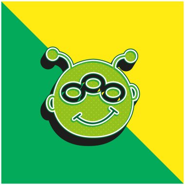 Uzaylı Yeşil ve Sarı Modern 3D vektör simgesi logosu