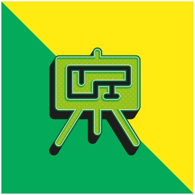 Yeşil ve sarı renkli modern 3d vektör simgesi logosu