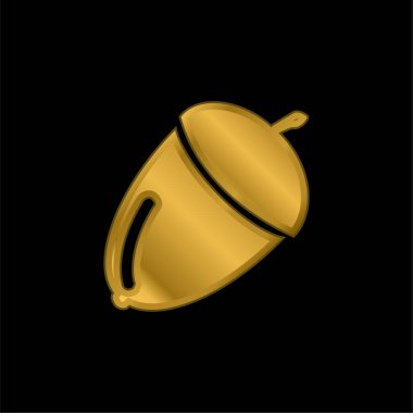 Meşe palamudu altın kaplama metalik simge veya logo vektörü