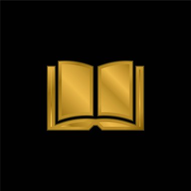 Kitap altın kaplamalı metalik simge veya logo vektörü