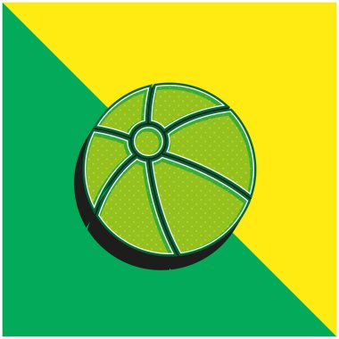 Plaj Topu Yeşil ve Sarı 3D vektör simgesi logosu