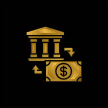 Banka altın kaplamalı metalik simge veya logo vektörü