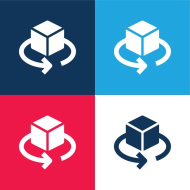 3D tasarım mavi ve kırmızı dört renk minimal simgesi