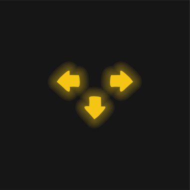 Sarı oklar parlayan neon simgesi