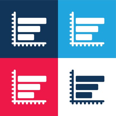 Çizelge mavi ve kırmızı dört renk minimal simge kümesi