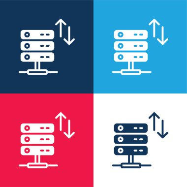 Bandwidth blue and red four color minimal icon set clipart