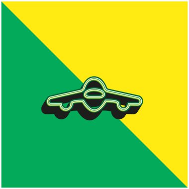 Uçak Cephesi Ultra İnce Taşımacılık Yeşil ve Sarı 3D vektör simgesi