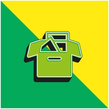 Kutu Yeşil ve Sarı Dolu Modern 3d vektör simgesi logosu