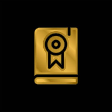 Kitap altın kaplamalı metalik simge veya logo vektörü