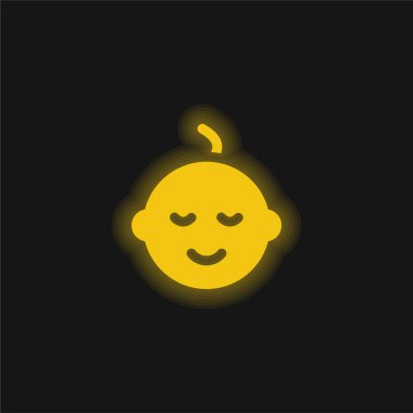 Bebek Çocuk sarı parlak neon simgesi