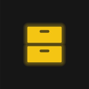 2 Drawers yellow glowing neon icon clipart