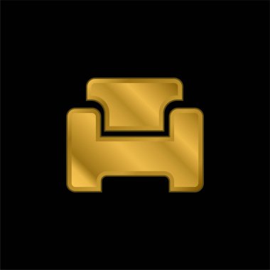 Armchair gold plated metalic icon or logo vector clipart