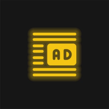 Advertise yellow glowing neon icon clipart