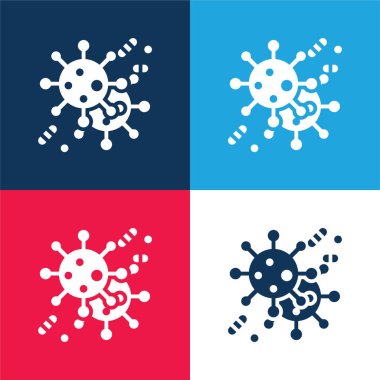 Bacteria blue and red four color minimal icon set clipart