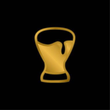 Bira camdan altın kaplama metalik simge veya logo vektörü