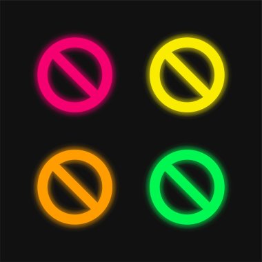 Banned Sign four color glowing neon vector icon clipart