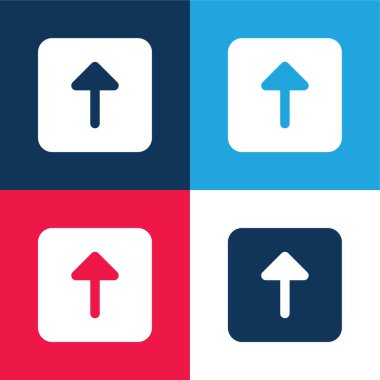 Ok Yukarı mavi ve kırmızı dört renk minimal simge kümesi