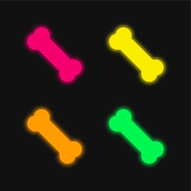 Kemik dört renk parlayan neon vektör simgesi