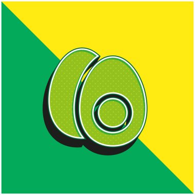 Haşlanmış yumurta yeşili ve sarı 3D vektör simgesi logosu