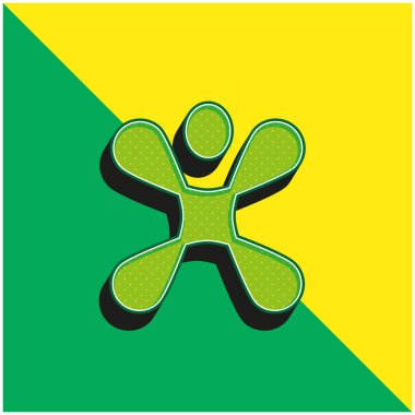 Soyut Şekil Yeşil ve Sarı 3D vektör simgesi logosu