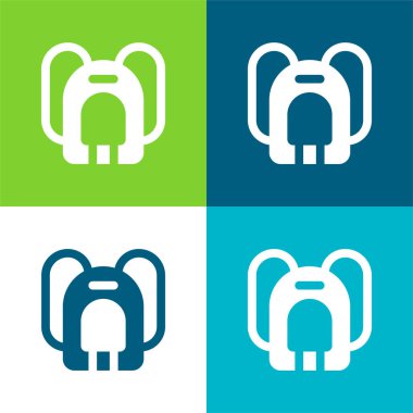 Sırt çantası Düz 4 renk minimal simgesi seti