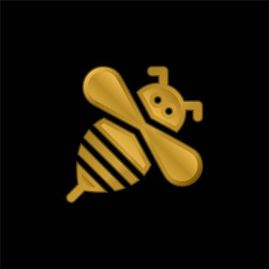 Arı altın kaplama metalik simge veya logo vektörü