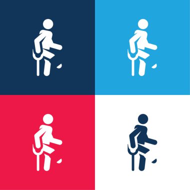 Kaza mavi ve kırmızı dört renk en düşük simge kümesi