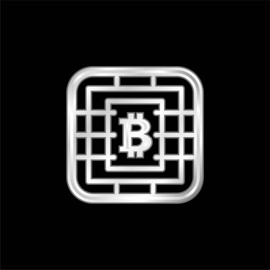 Sim Card üzerindeki Bitcoin Sembolü Gümüş kaplama metalik simge