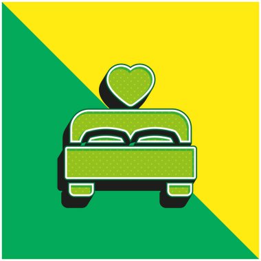 Yatak Yeşil ve Sarı Modern 3D vektör simgesi logosu