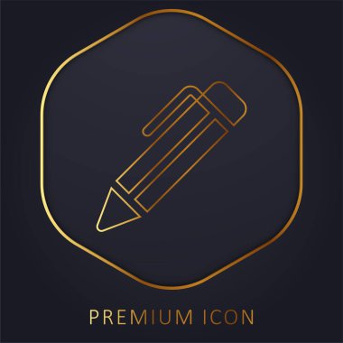 Ballpoint Pen golden line premium logo or icon clipart
