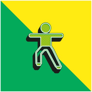 Geniş Kollar ve Bacak Yeşil ve Sarı Modern 3D vektör logosu