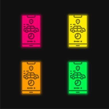 Uygulama dört renk parlayan neon vektör simgesi