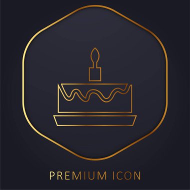 Doğum günü keki altın çizgisi prim logosu veya simgesi