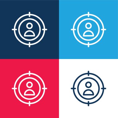 Hedef mavi ve kırmızı dört renk en düşük simge kümesi