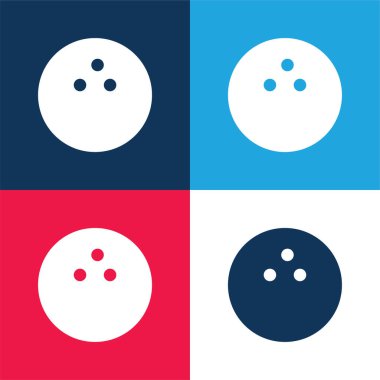 Bowling mavi ve kırmızı dört renk minimal simge kümesi