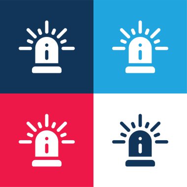 Uyarı mavi ve kırmızı dört renk en düşük simge kümesi