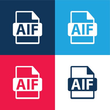 AIF Dosya Sembolü mavi ve kırmızı en az dört renk simgesi seti