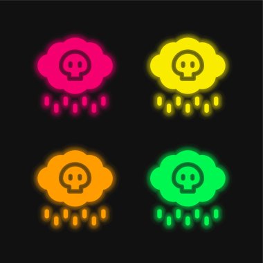 Asit Yağmuru dört renk parlayan neon vektör simgesi