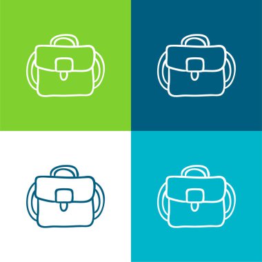 Poşet El Taslağı Düz Düz Düz 4 renk simgesi seti