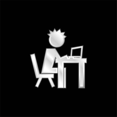 Bilgisayar gümüş kaplamalı metalik simge